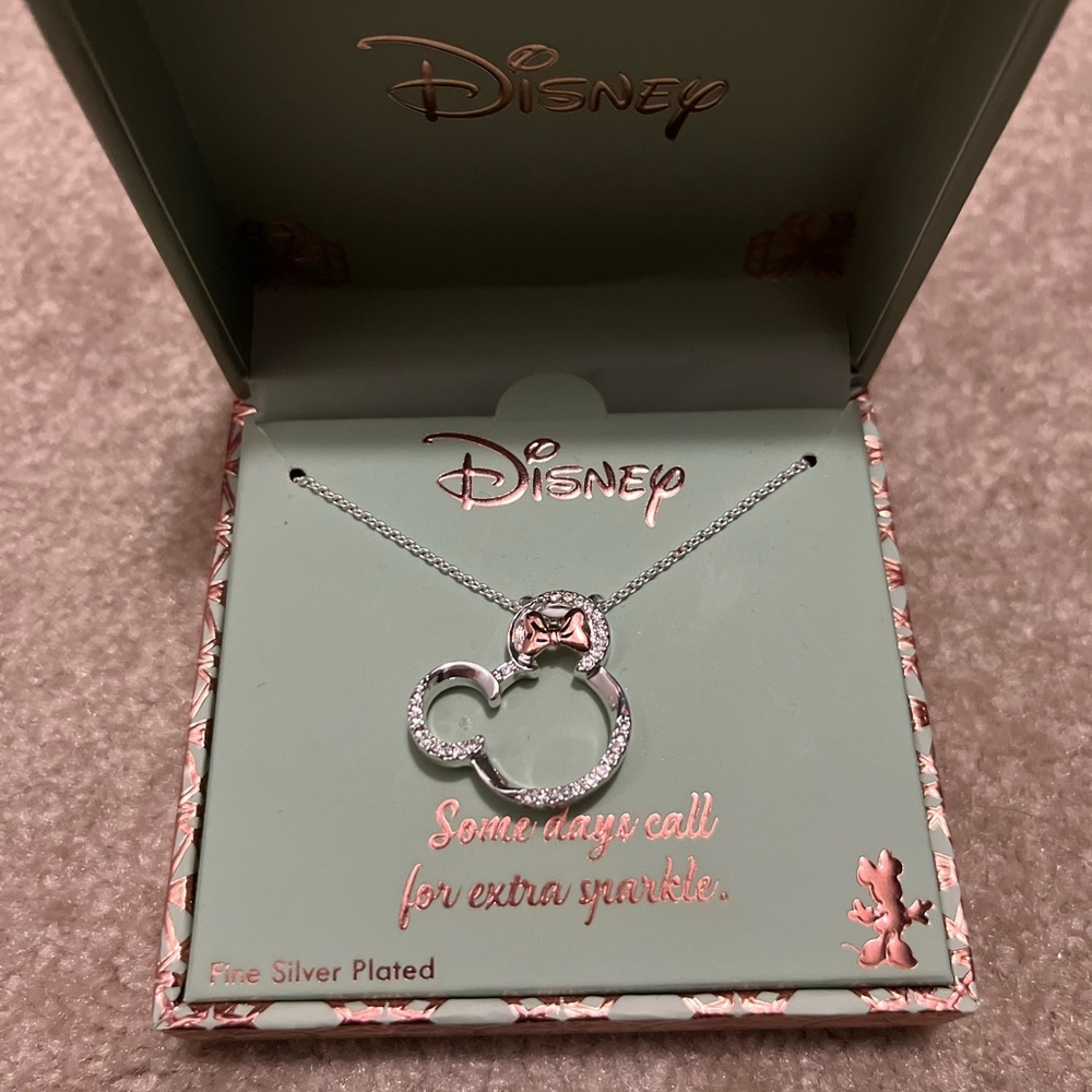 Silver and Rose gold Minnie Mouse necklace
